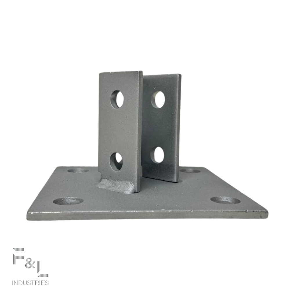 F&L Strut Post Base 1-5/8” Single Channel – 6x6 Inch Galvanized Steel Fence Post Support Bracket with 4 Mounting Holes for Framing & Construction