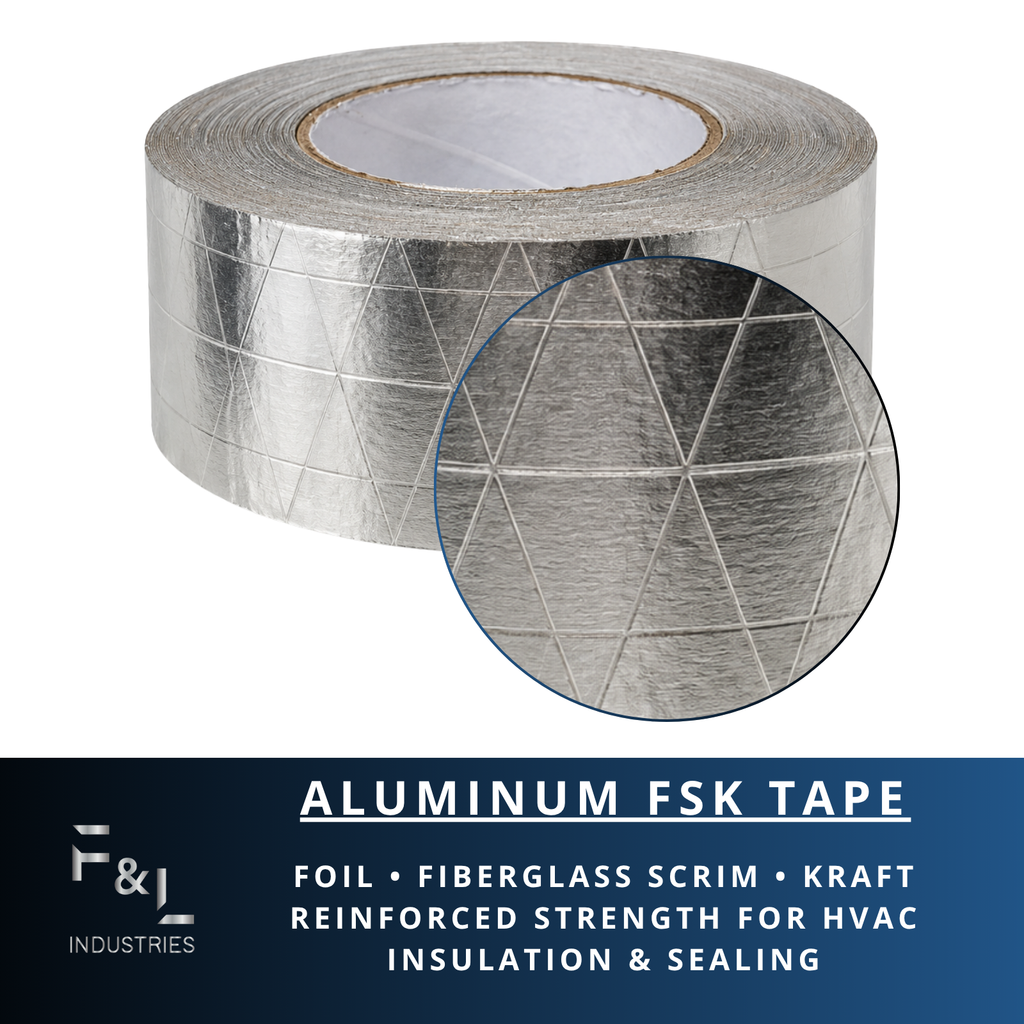 F&L Aluminum FSK Foil Tape (Foil-Scrim-Kraft), Yards, Heat Resistant HVAC Duct & Insulation Tape for Sealing, Repair, Air Ducts and Metal Surfaces
