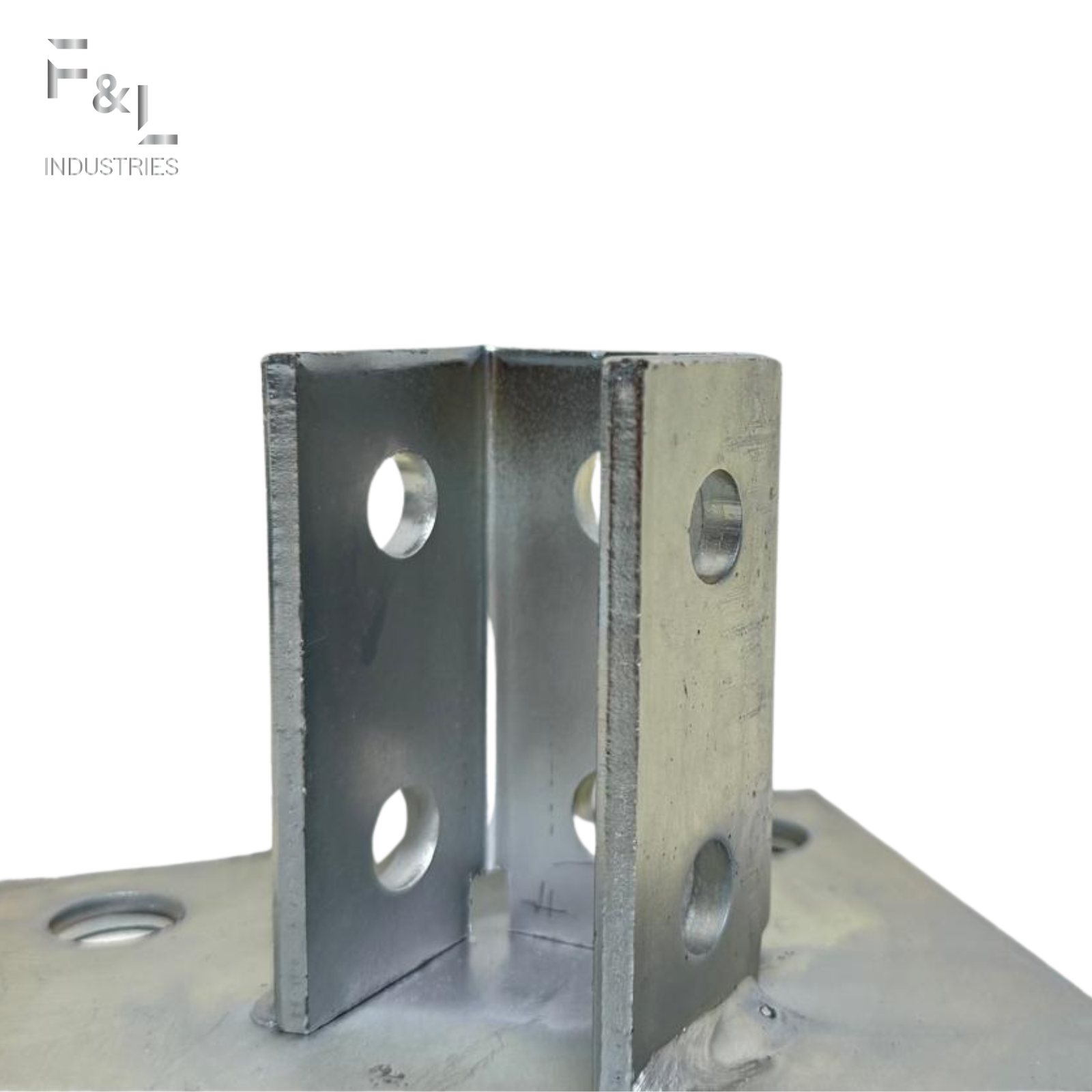 F&L Strut Post Base 1-5/8” Single Channel – 6x6 Inch Galvanized Steel Fence Post Support Bracket with 4 Mounting Holes for Framing & Construction