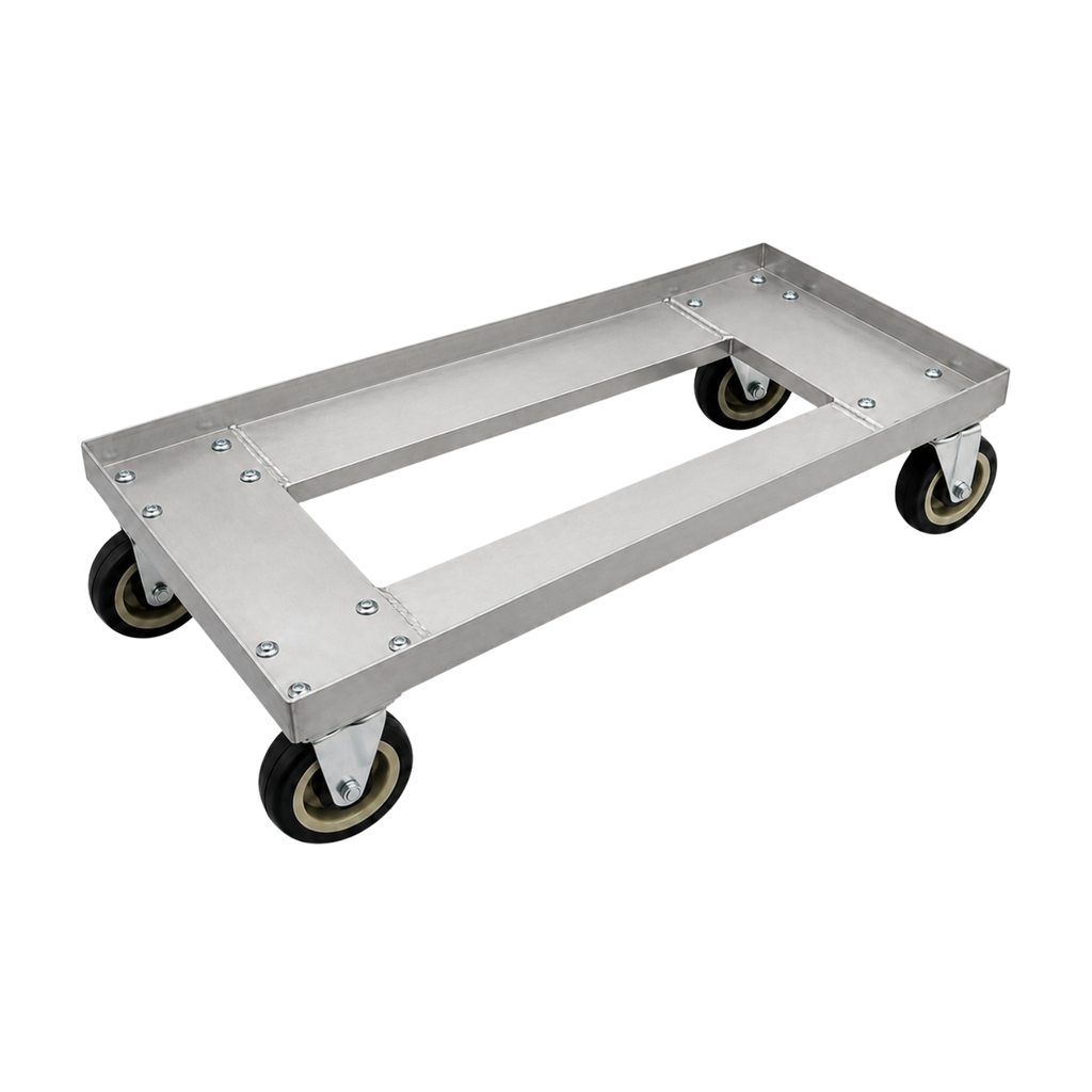 F&L Heavy Duty Aluminum Milk Crate Dolly with Casters, Commercial Rolling Crate Cart, Heavy Duty Wheeled Platform for Warehouse, Storage, Moving, Transport & Material Handling.