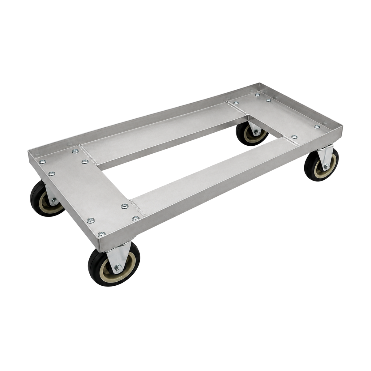 F&L Heavy Duty Aluminum Milk Crate Dolly with Casters, Commercial Rolling Crate Cart, Heavy Duty Wheeled Platform for Warehouse, Storage, Moving, Transport & Material Handling.