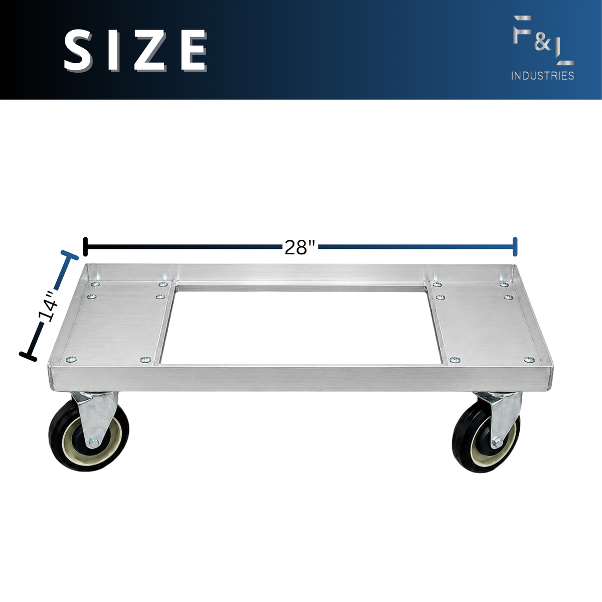 F&L Heavy Duty Aluminum Milk Crate Dolly with Casters, Commercial Rolling Crate Cart, Heavy Duty Wheeled Platform for Warehouse, Storage, Moving, Transport & Material Handling.