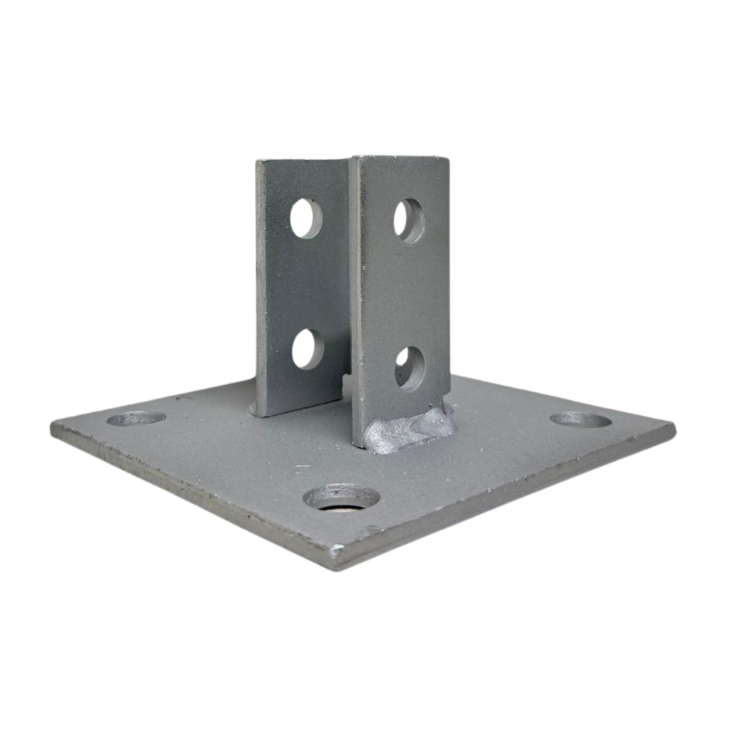 F&L Strut Post Base 1-5/8” Single Channel – 6x6 Inch Galvanized Steel Fence Post Support Bracket with 4 Mounting Holes for Framing & Construction