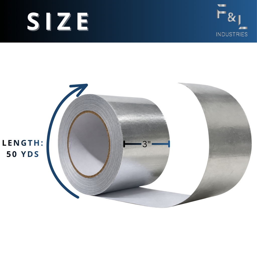 F&L Aluminum Foil Tape Yards, HVAC Metal Duct Tape, Heat Resistant Heavy Duty Sealing Tape for Air Ducts, Insulation, HVAC Repairs and Metal Surfaces