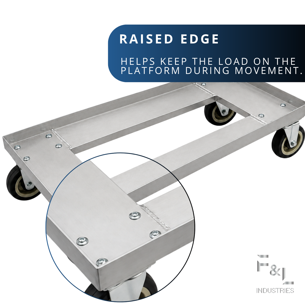 F&L Heavy Duty Aluminum Milk Crate Dolly with Casters, Commercial Rolling Crate Cart, Heavy Duty Wheeled Platform for Warehouse, Storage, Moving, Transport & Material Handling.