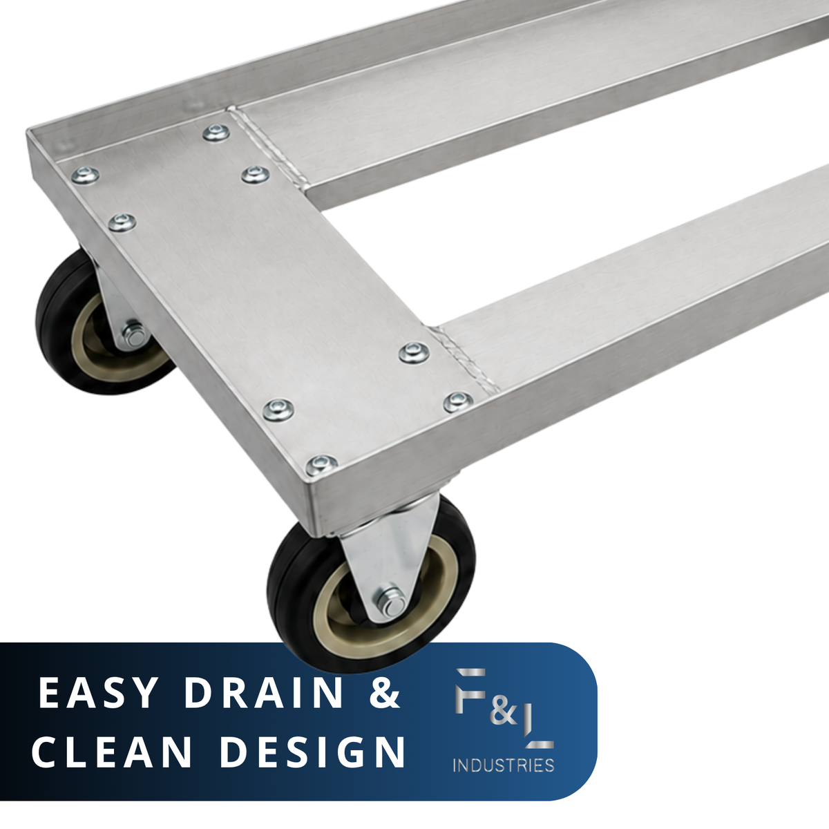 F&L Heavy Duty Aluminum Milk Crate Dolly with Casters, Commercial Rolling Crate Cart, Heavy Duty Wheeled Platform for Warehouse, Storage, Moving, Transport & Material Handling.