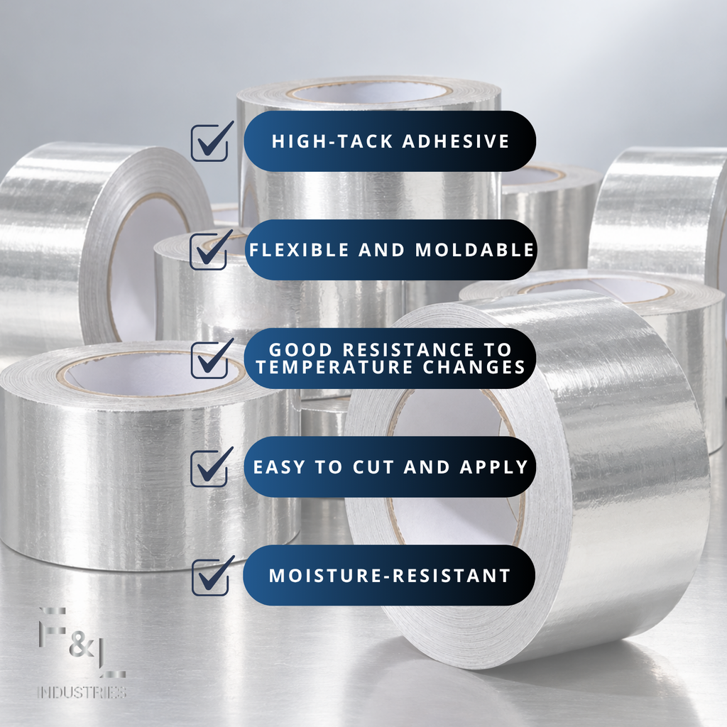 F&L Aluminum Foil Tape Yards, HVAC Metal Duct Tape, Heat Resistant Heavy Duty Sealing Tape for Air Ducts, Insulation, HVAC Repairs and Metal Surfaces