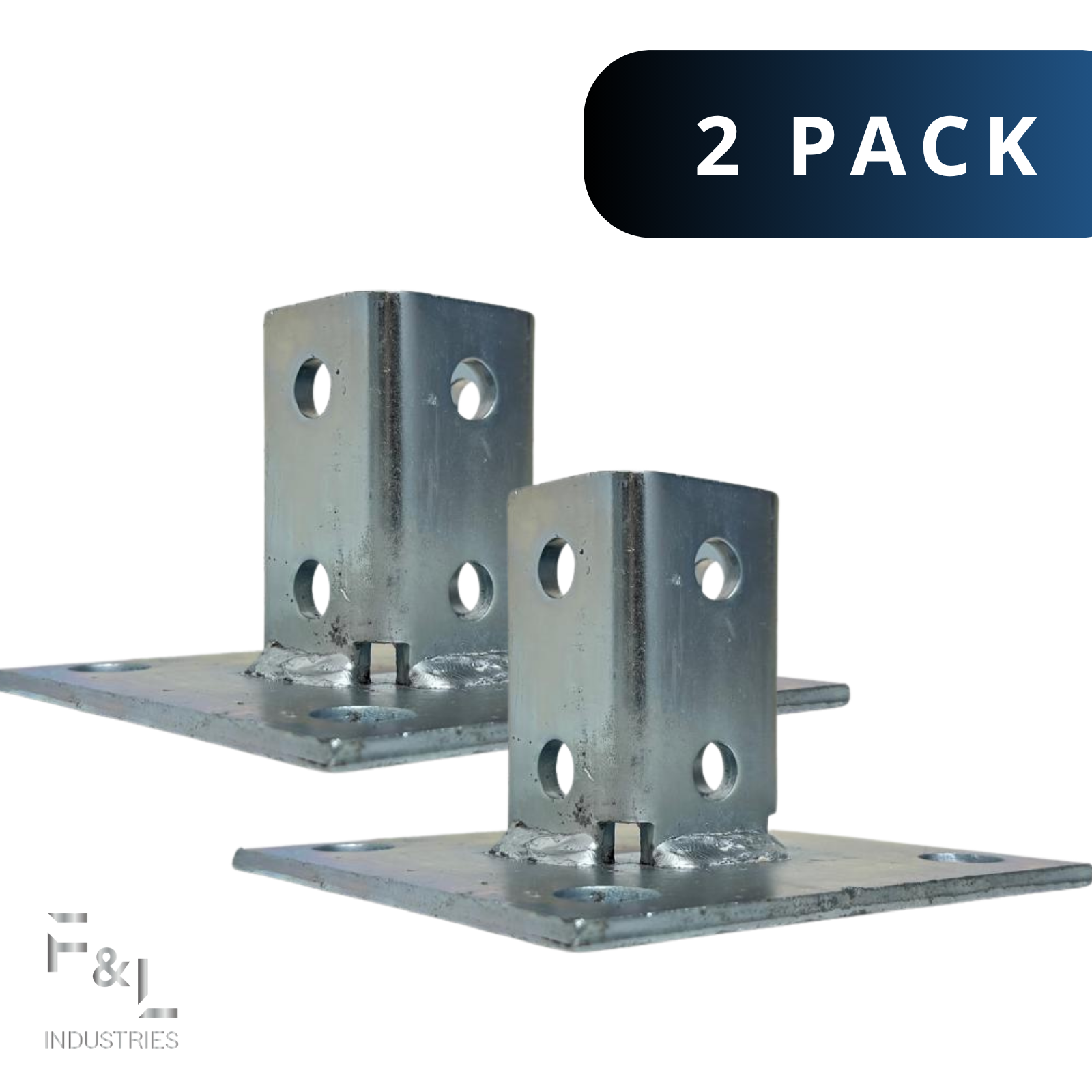 F&L Strut Post Base 1-5/8” Single Channel – 6x6 Inch Galvanized Steel Fence Post Support Bracket with 4 Mounting Holes for Framing & Construction