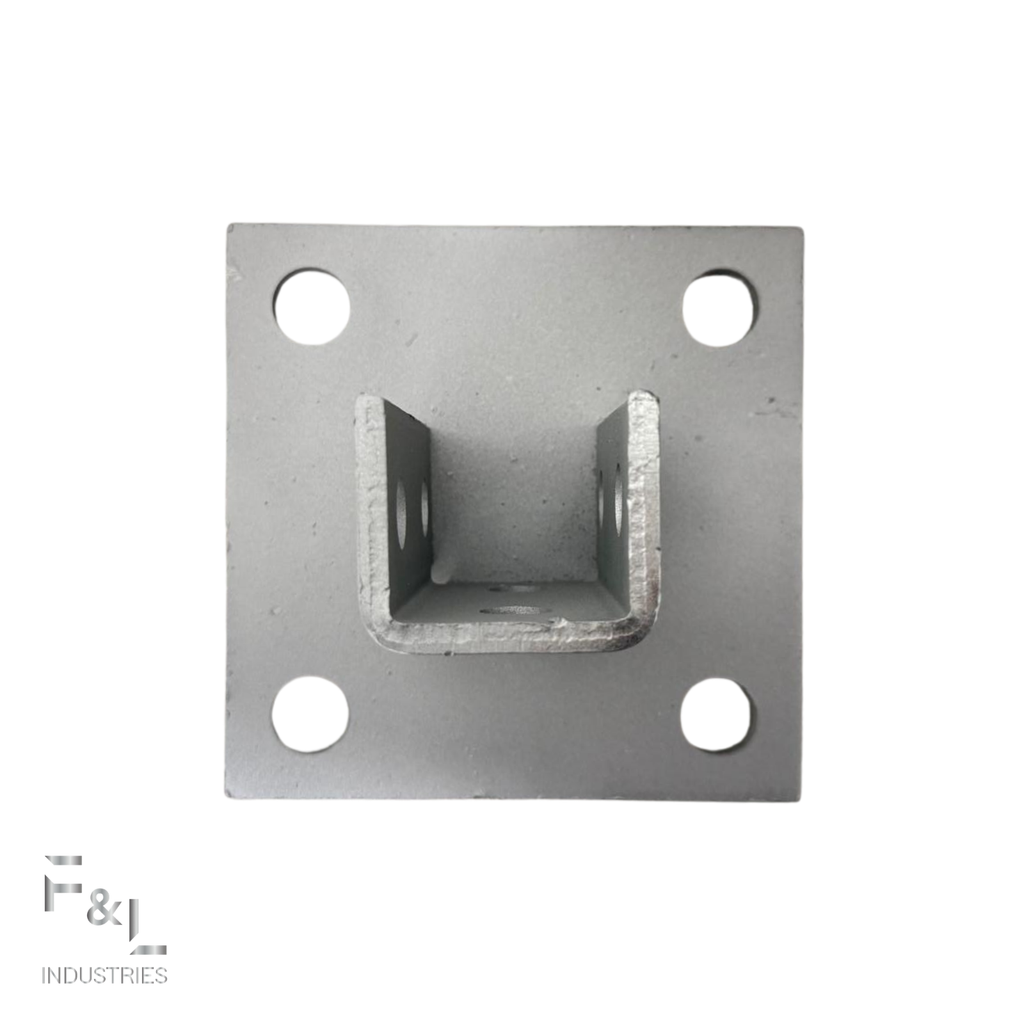 F&L Strut Post Base 1-5/8” Single Channel – 6x6 Inch Galvanized Steel Fence Post Support Bracket with 4 Mounting Holes for Framing & Construction