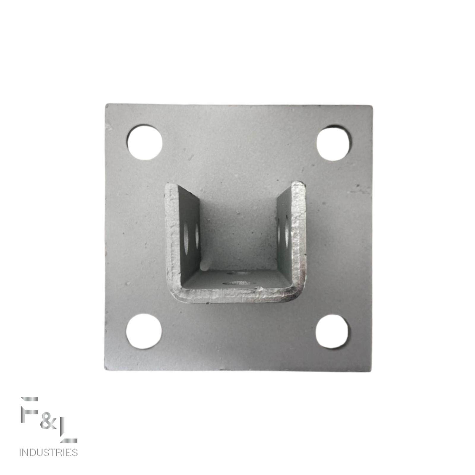 F&L Strut Post Base 1-5/8” Single Channel – 6x6 Inch Galvanized Steel Fence Post Support Bracket with 4 Mounting Holes for Framing & Construction