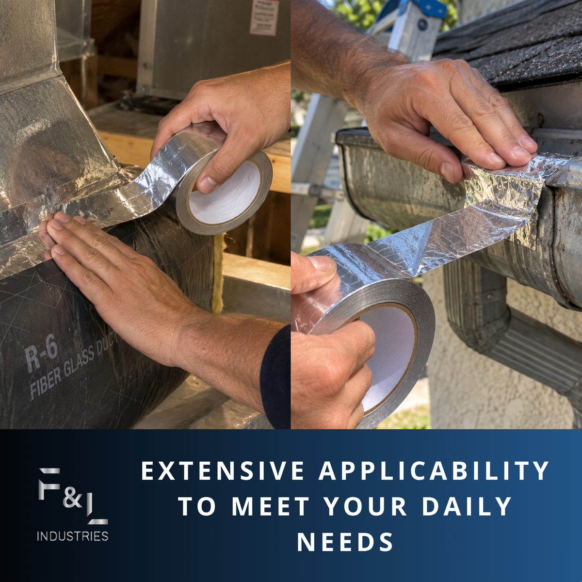 F&L Aluminum Foil Tape Yards, HVAC Metal Duct Tape, Heat Resistant Heavy Duty Sealing Tape for Air Ducts, Insulation, HVAC Repairs and Metal Surfaces
