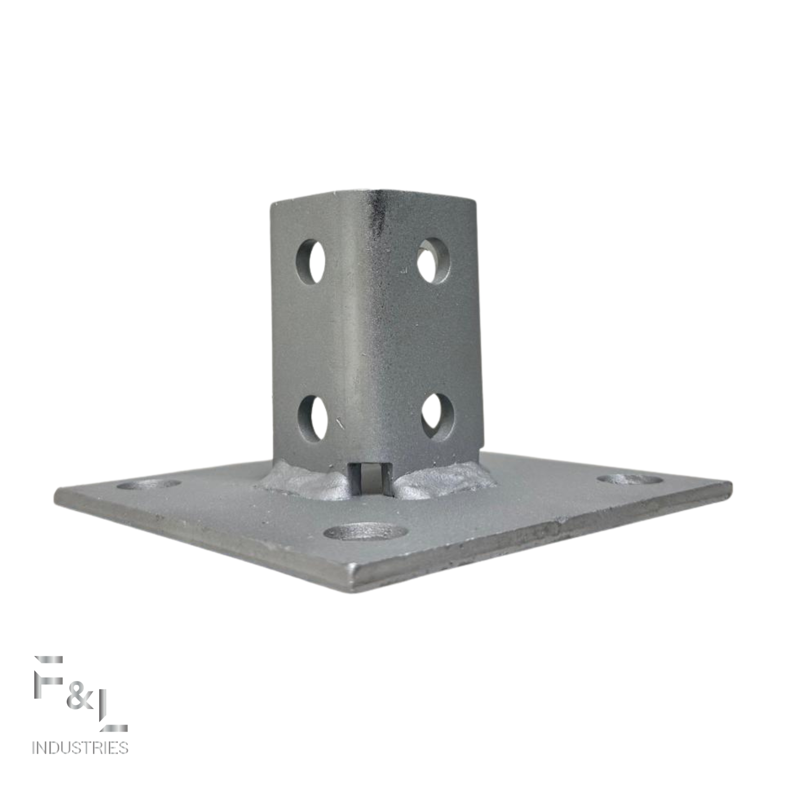 F&L Strut Post Base 1-5/8” Single Channel – 6x6 Inch Galvanized Steel Fence Post Support Bracket with 4 Mounting Holes for Framing & Construction