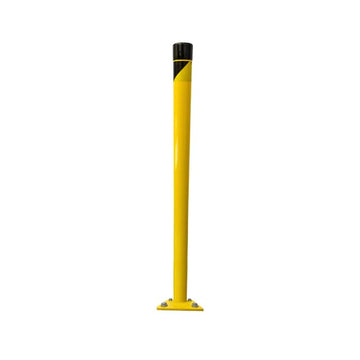 F&L Aluminum Bollard — Heavy-Duty OSHA Yellow Safety Post with Powder-Coated Finish for Traffic Control, Crowd Management, Warehouse, and Parking Protection (24