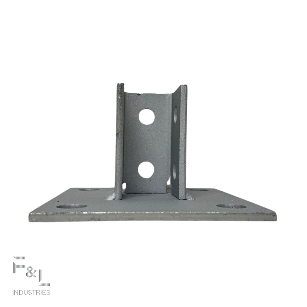 F&L Strut Post Base 1-5/8” Single Channel – 6x6 Inch Galvanized Steel Fence Post Support Bracket with 4 Mounting Holes for Framing & Construction