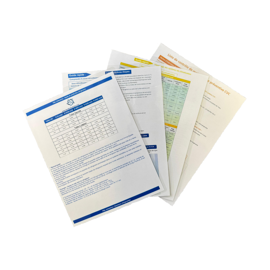 F&L HVAC Quick Reference Cards – Refrigerant Charging & Troubleshooting Guide for Air Conditioners and Heat Pumps – Double-Sided, Waterproof