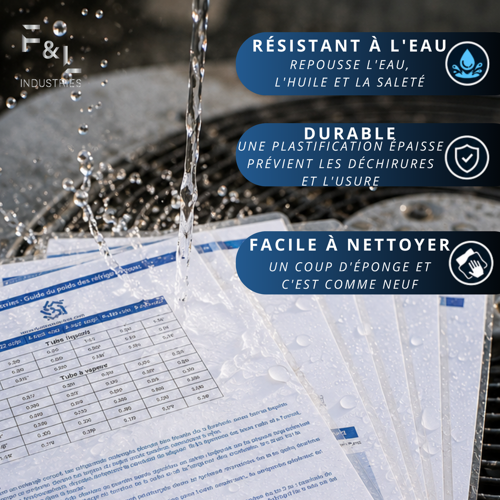 F&L HVAC Quick Reference Cards – Refrigerant Charging & Troubleshooting Guide for Air Conditioners and Heat Pumps – Double-Sided, Waterproof