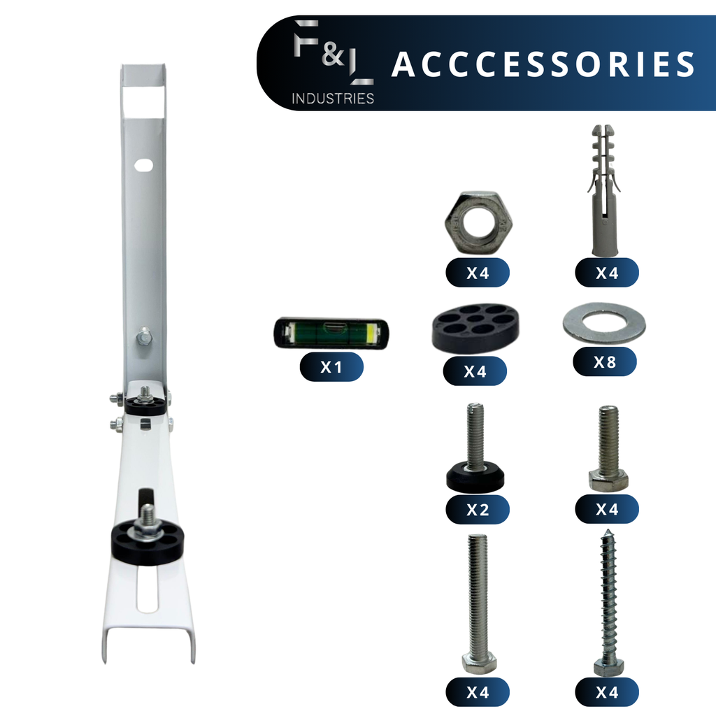 F&L Mini Split Wall Mount Bracket, Heavy Duty Outdoor AC Mount for Ductless Air Conditioner & Heat Pump, Galvanized Steel, Rust Resistant,