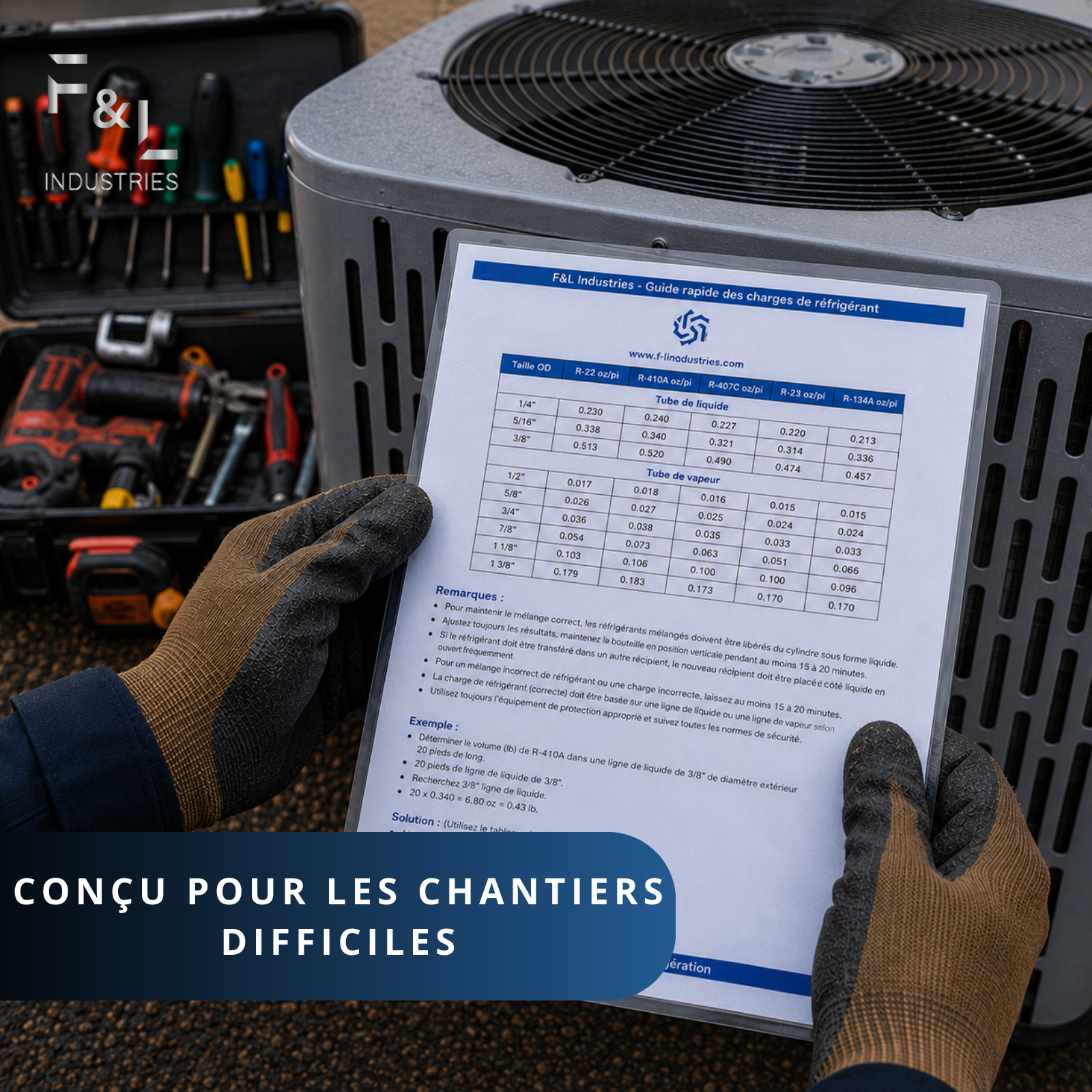 F&L HVAC Quick Reference Cards – Refrigerant Charging & Troubleshooting Guide for Air Conditioners and Heat Pumps – Double-Sided, Waterproof