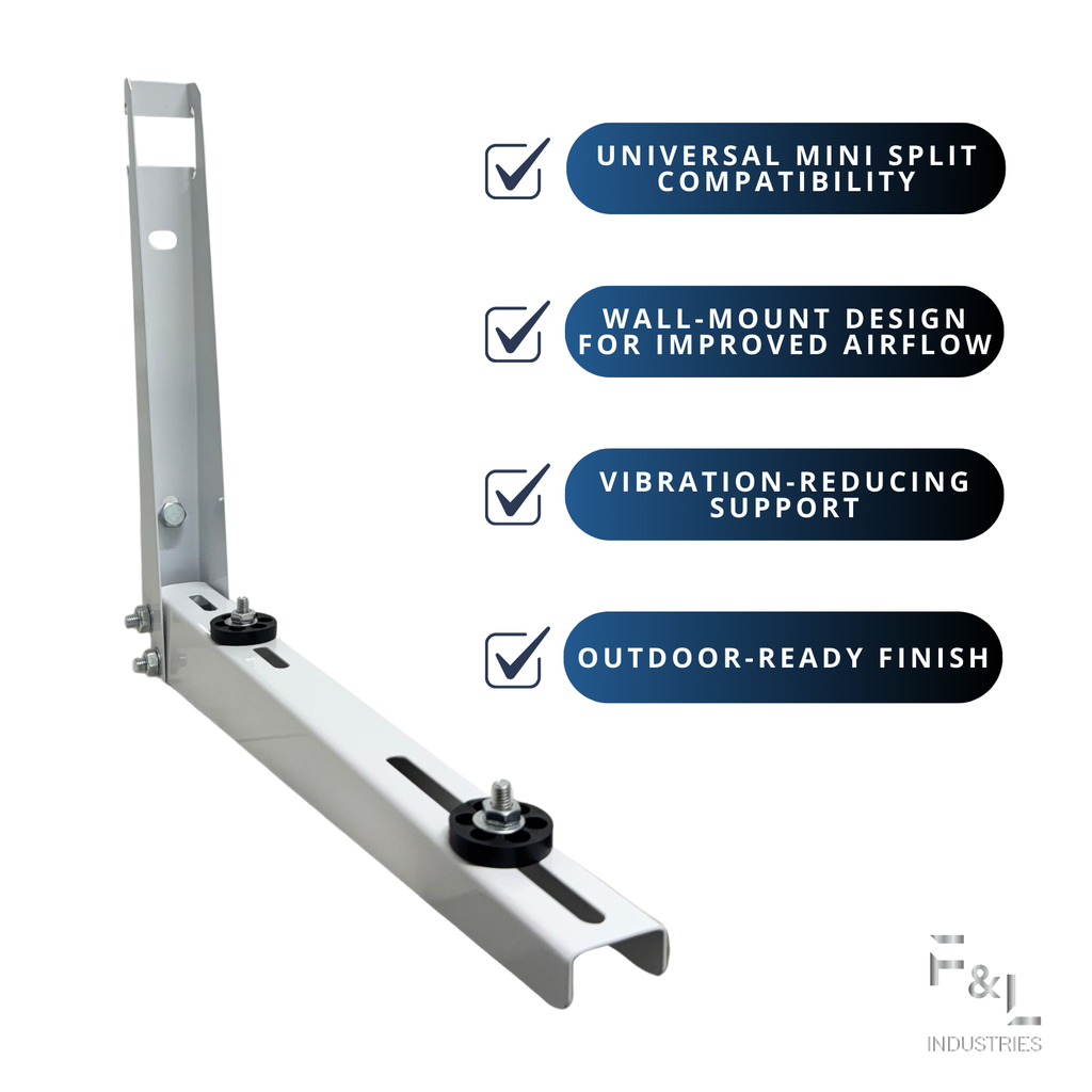 F&L Mini Split Wall Mount Bracket, Heavy Duty Outdoor AC Mount for Ductless Air Conditioner & Heat Pump, Galvanized Steel, Rust Resistant,