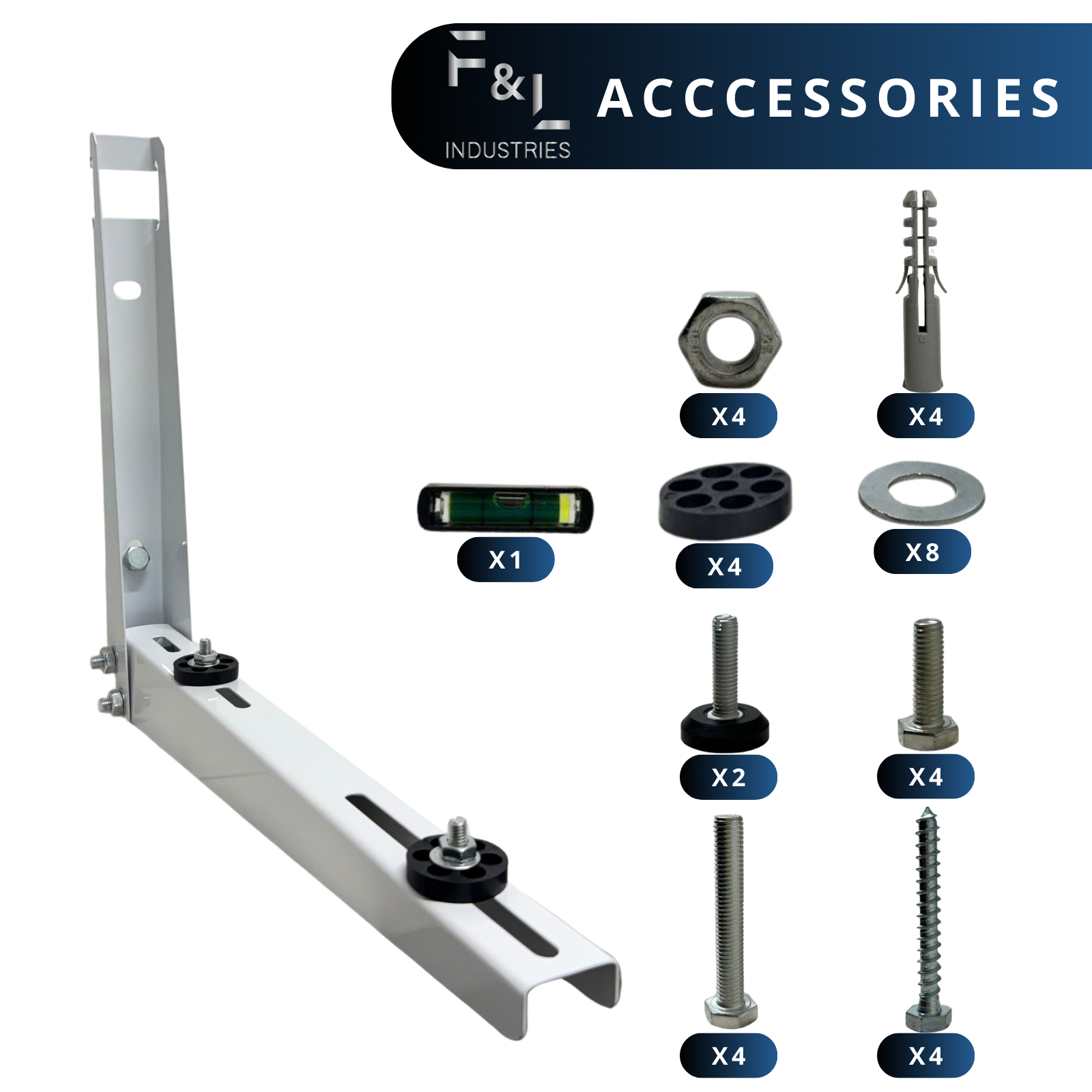 F&L Mini Split Wall Mount Bracket, Heavy Duty Outdoor AC Mount for Ductless Air Conditioner & Heat Pump, Galvanized Steel, Rust Resistant,