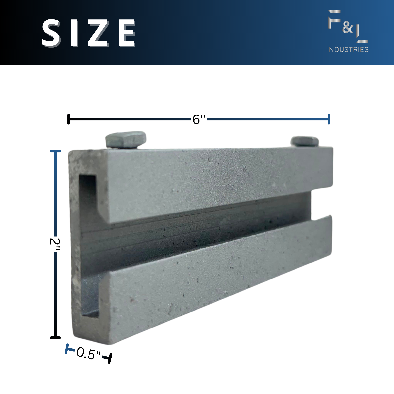 F&L Aluminum 6" I-Beam Connector | Miami-Dade & Florida Building Code Approved | Heavy-Duty HVAC Support Bracket | Includes (1) Connector & (2) Hex Bolts