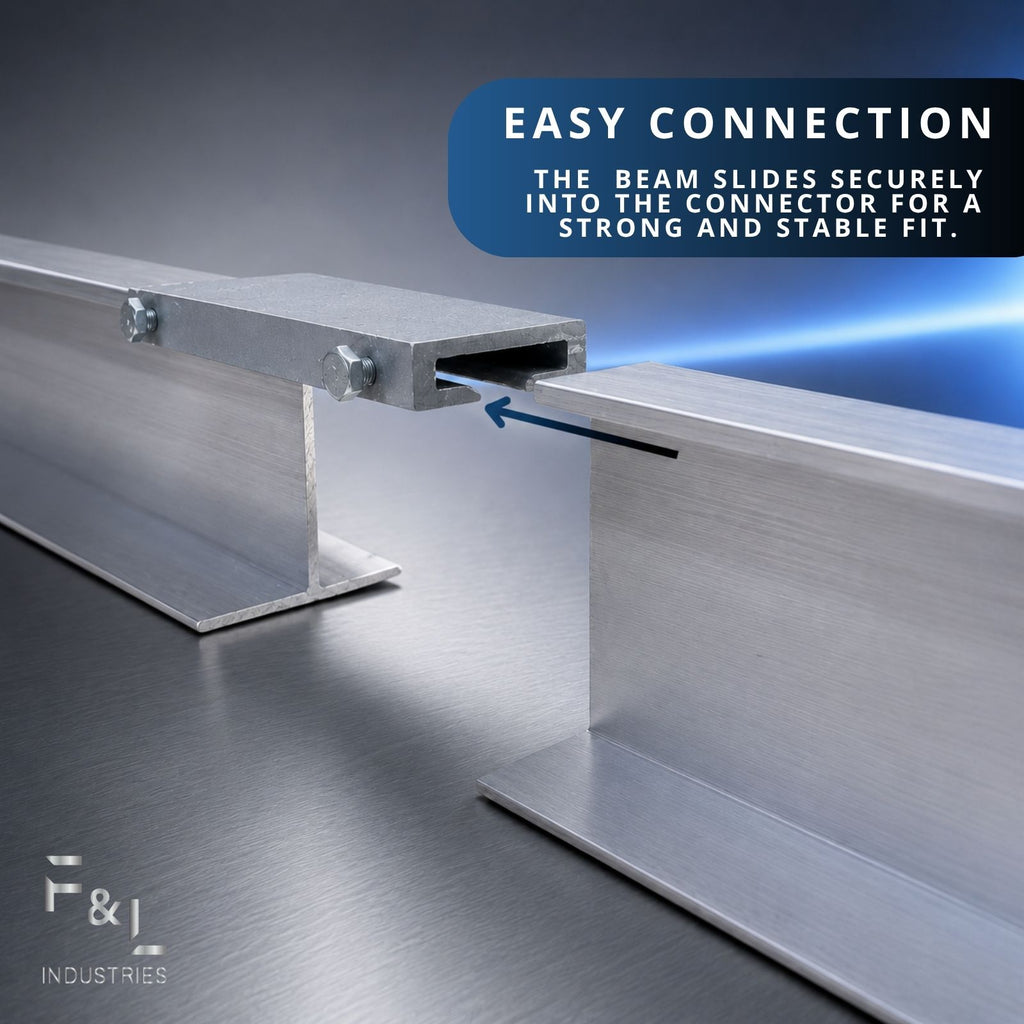 F&L Aluminum 6" I-Beam Connector | Miami-Dade & Florida Building Code Approved | Heavy-Duty HVAC Support Bracket | Includes (1) Connector & (2) Hex Bolts