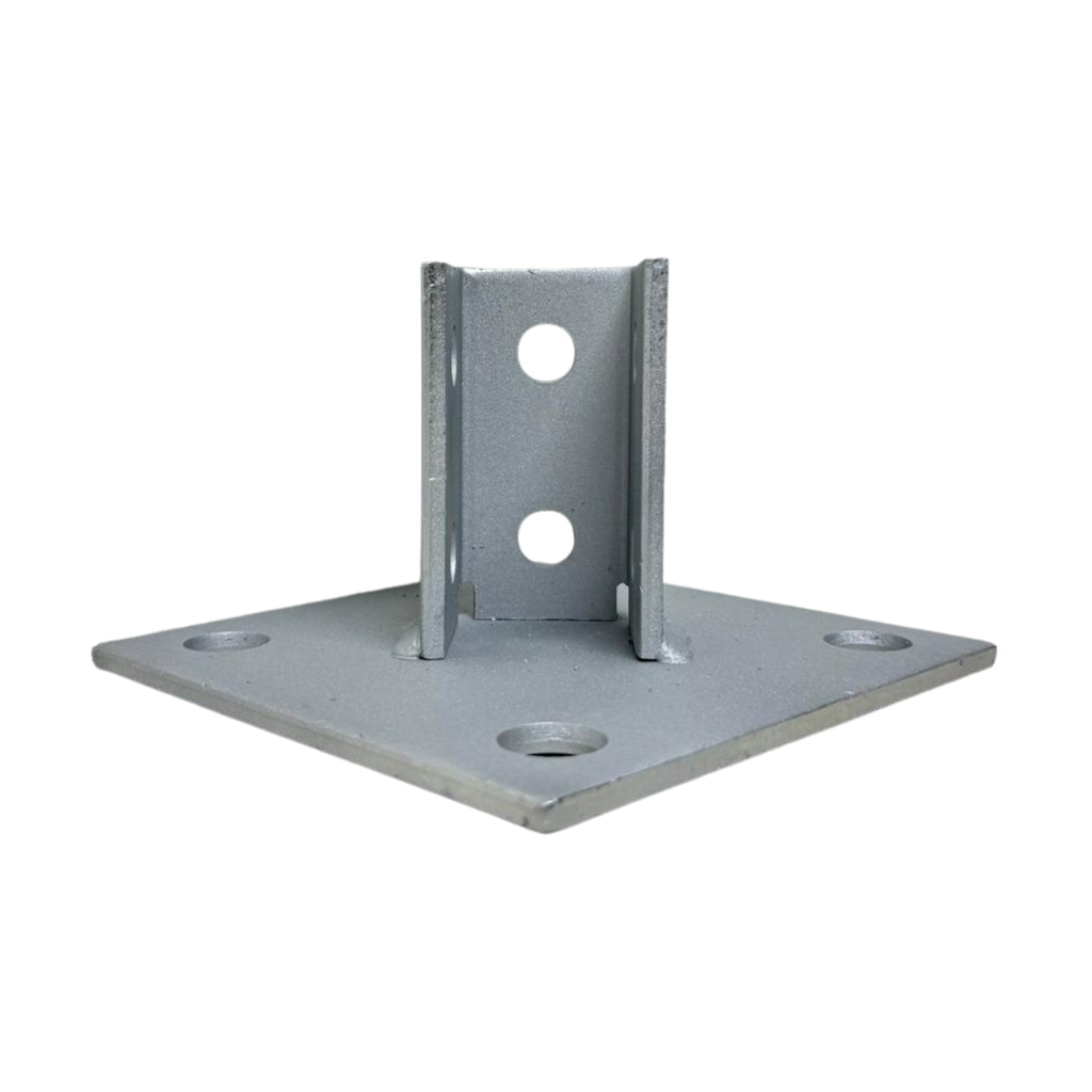 F&L Strut Post Base 1-5/8” Single Channel – 6x6 Inch Galvanized Steel Fence Post Support Bracket with 4 Mounting Holes for Framing & Construction