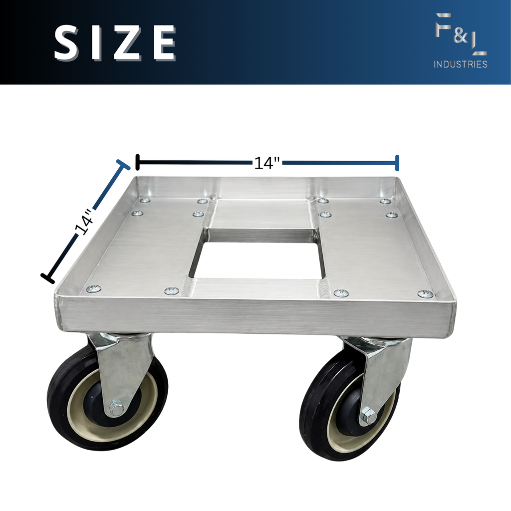 F&L Heavy Duty Aluminum Milk Crate Dolly with Casters, Commercial Rolling Crate Cart, Heavy Duty Wheeled Platform for Warehouse, Storage, Moving, Transport & Material Handling.