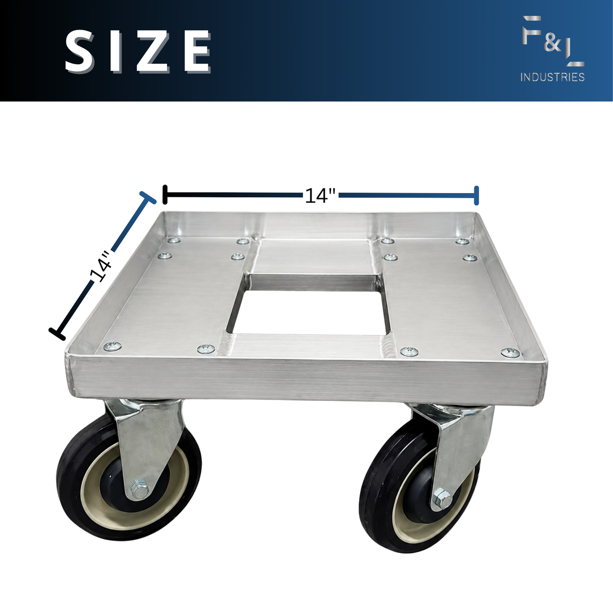 F&L Heavy Duty Aluminum Milk Crate Dolly with Casters, Commercial Rolling Crate Cart, Heavy Duty Wheeled Platform for Warehouse, Storage, Moving, Transport & Material Handling.