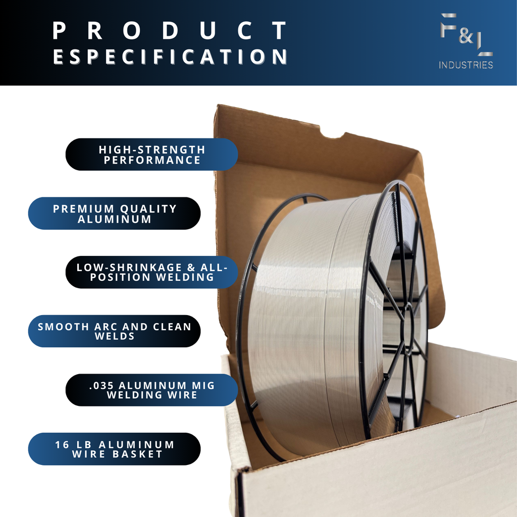 F&L ER4943 .035 Aluminum MIG Welding Wire – 16 lb Aluminum Wire Basket – High-Strength Spool wire, Low-Shrinkage for Automotive and Industrial Alloy Projects