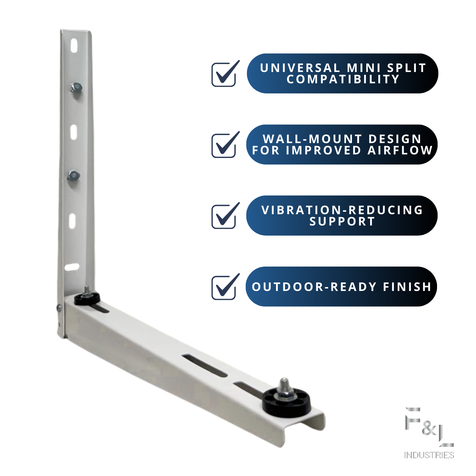 F&L Mini Split Wall Mount Bracket, Heavy Duty Outdoor AC Mount for Ductless Air Conditioner & Heat Pump, Galvanized Steel, Rust Resistant,