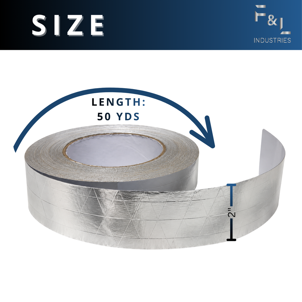 F&L Aluminum FSK Foil Tape (Foil-Scrim-Kraft), Yards, Heat Resistant HVAC Duct & Insulation Tape for Sealing, Repair, Air Ducts and Metal Surfaces