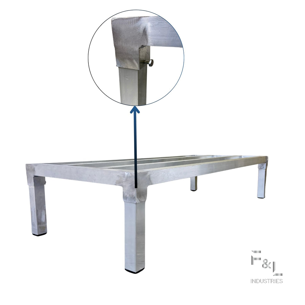 F&L Heavy-Duty Aluminum Dunnage Rack – 1850 lb Capacity, All-Welded Aluminum Storage Platform Designed for Warehouses, Restaurants, Retail Backrooms, and Industrial Use