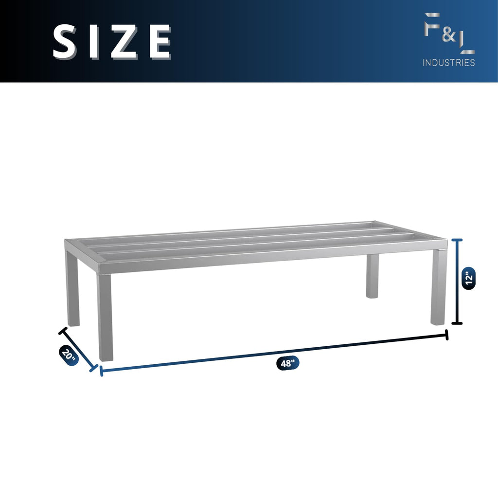 F&L Heavy-Duty Aluminum Dunnage Rack – 1850 lb Capacity, All-Welded Aluminum Storage Platform Designed for Warehouses, Restaurants, Retail Backrooms, and Industrial Use
