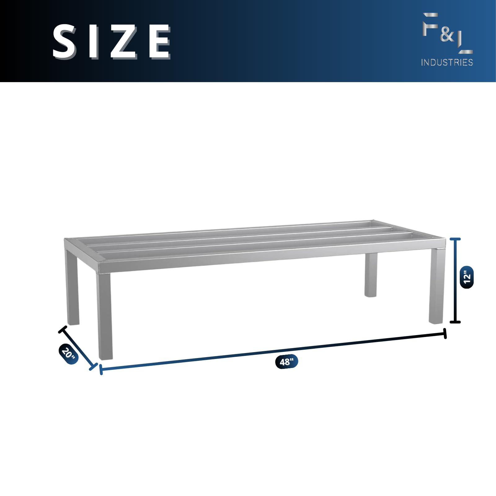 F&L Heavy-Duty Aluminum Dunnage Rack – 1850 lb Capacity, All-Welded Aluminum Storage Platform Designed for Warehouses, Restaurants, Retail Backrooms, and Industrial Use