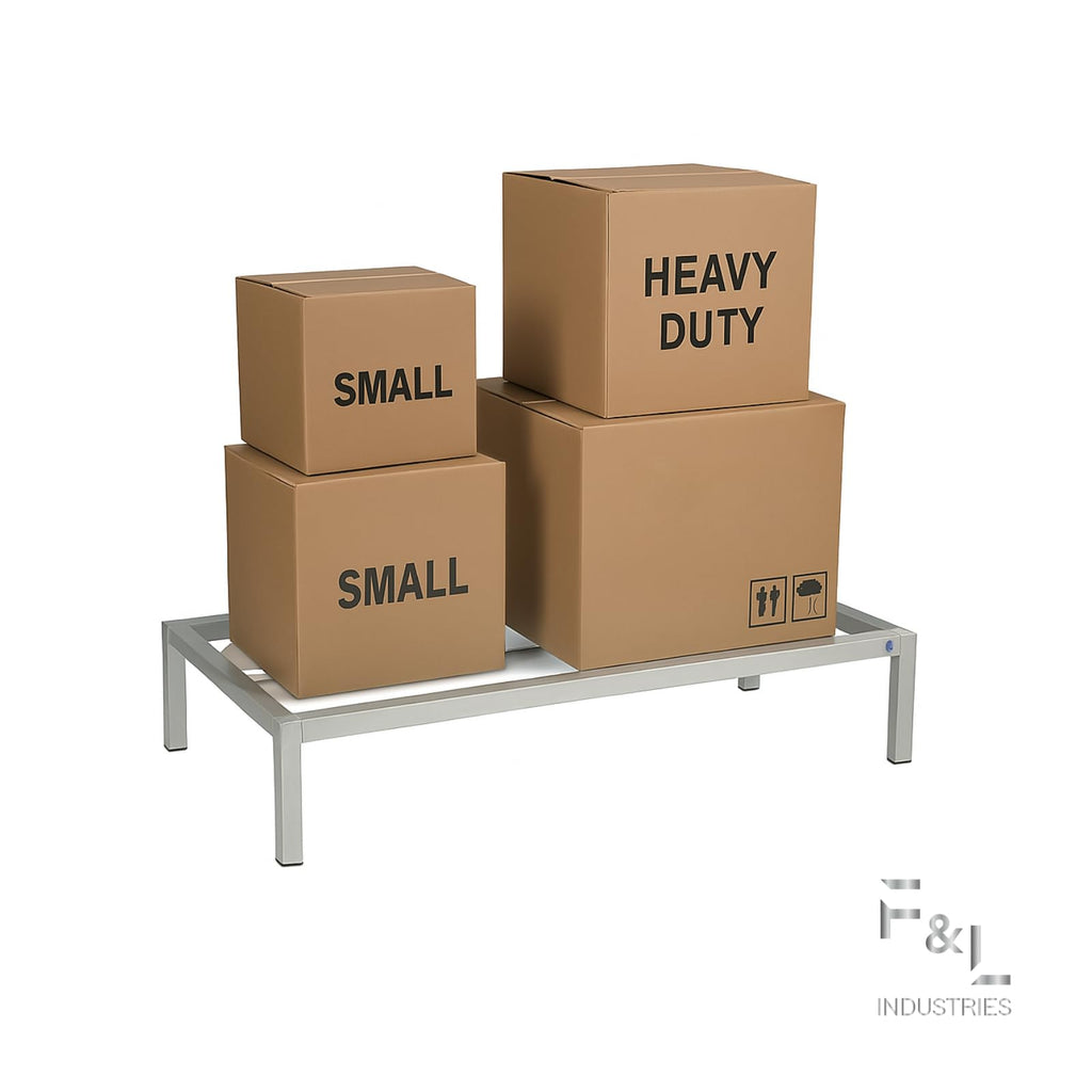 F&L Heavy-Duty Aluminum Dunnage Rack – 1850 lb Capacity, All-Welded Aluminum Storage Platform Designed for Warehouses, Restaurants, Retail Backrooms, and Industrial Use