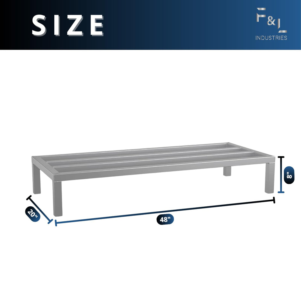 F&L Heavy-Duty Aluminum Dunnage Rack – 1850 lb Capacity, All-Welded Aluminum Storage Platform Designed for Warehouses, Restaurants, Retail Backrooms, and Industrial Use