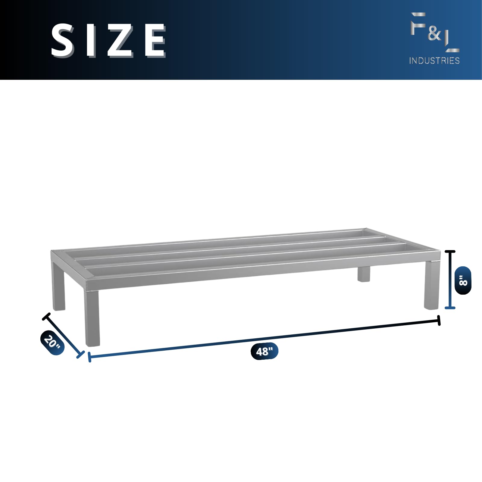 F&L Heavy-Duty Aluminum Dunnage Rack – 1850 lb Capacity, All-Welded Aluminum Storage Platform Designed for Warehouses, Restaurants, Retail Backrooms, and Industrial Use