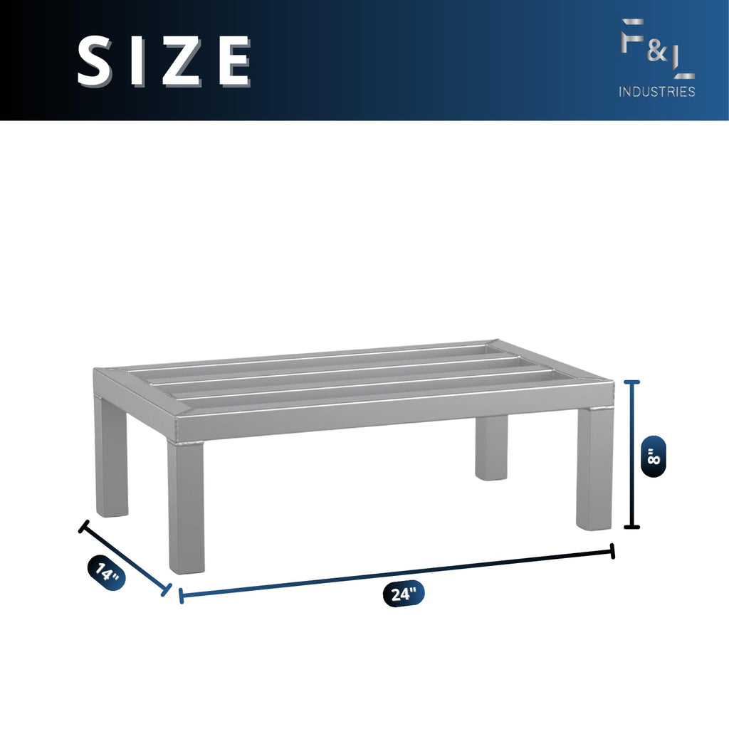F&L Heavy-Duty Aluminum Dunnage Rack – 1850 lb Capacity, All-Welded Aluminum Storage Platform Designed for Warehouses, Restaurants, Retail Backrooms, and Industrial Use