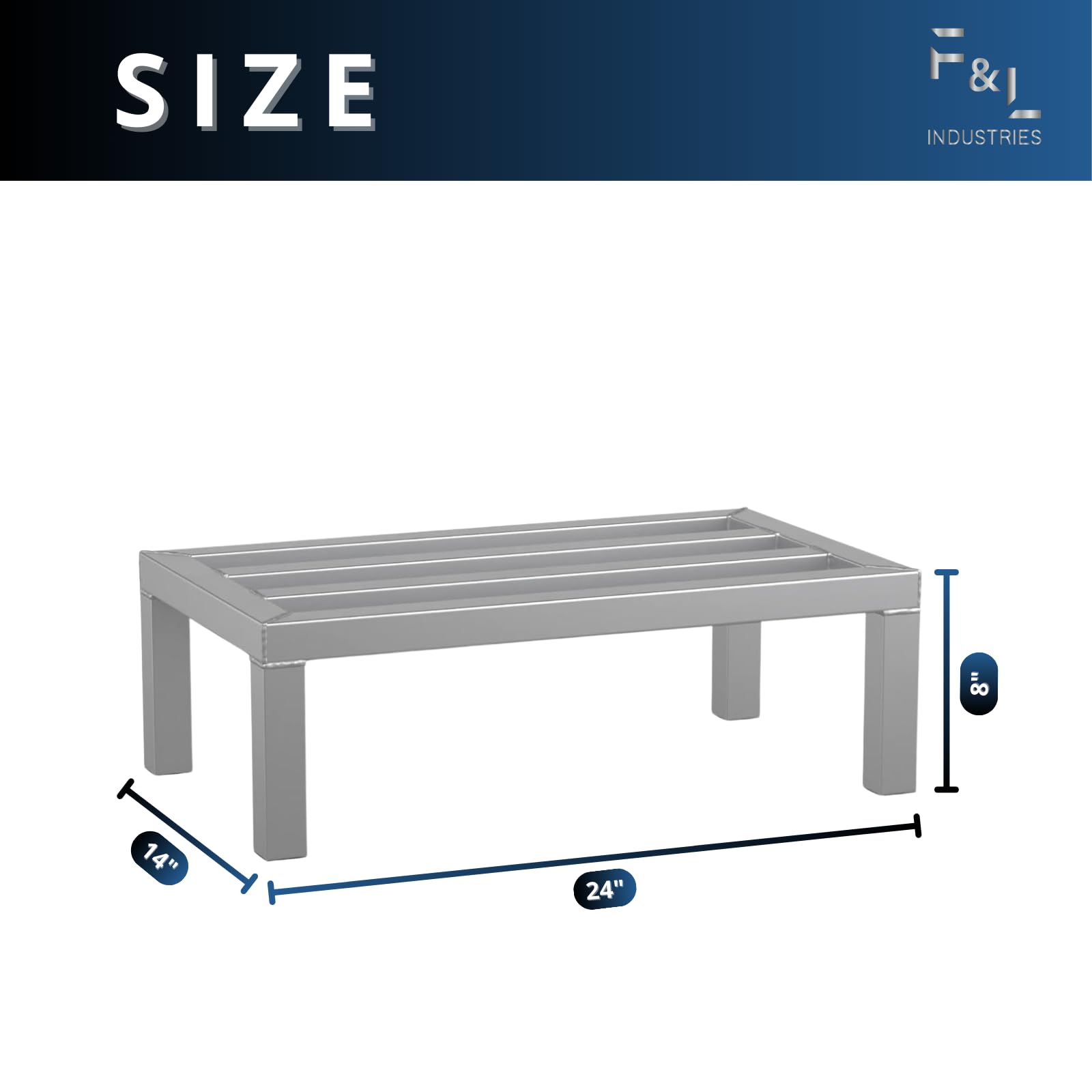 F&L Heavy-Duty Aluminum Dunnage Rack – 1850 lb Capacity, All-Welded Aluminum Storage Platform Designed for Warehouses, Restaurants, Retail Backrooms, and Industrial Use