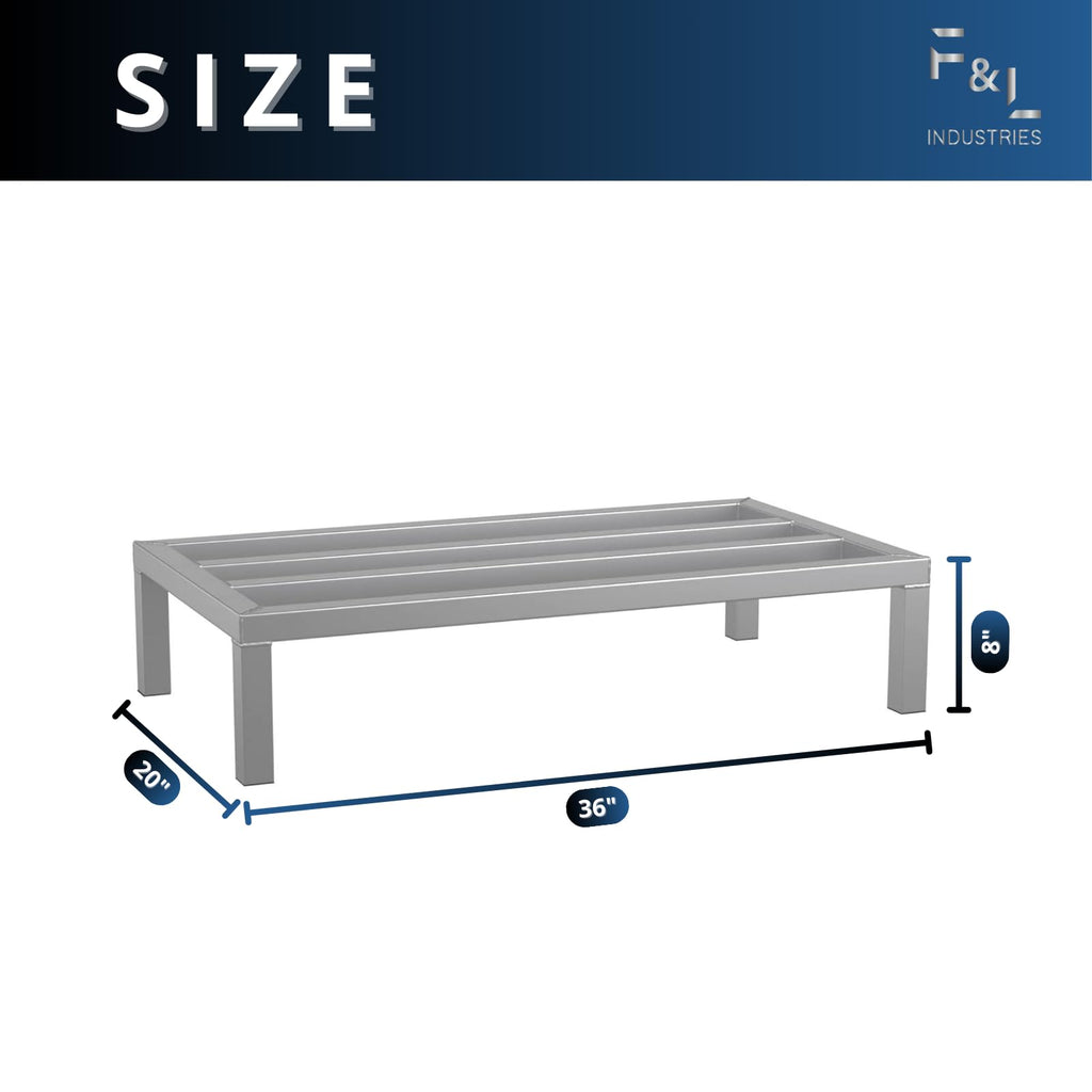 F&L Heavy-Duty Aluminum Dunnage Rack – 1850 lb Capacity, All-Welded Aluminum Storage Platform Designed for Warehouses, Restaurants, Retail Backrooms, and Industrial Use