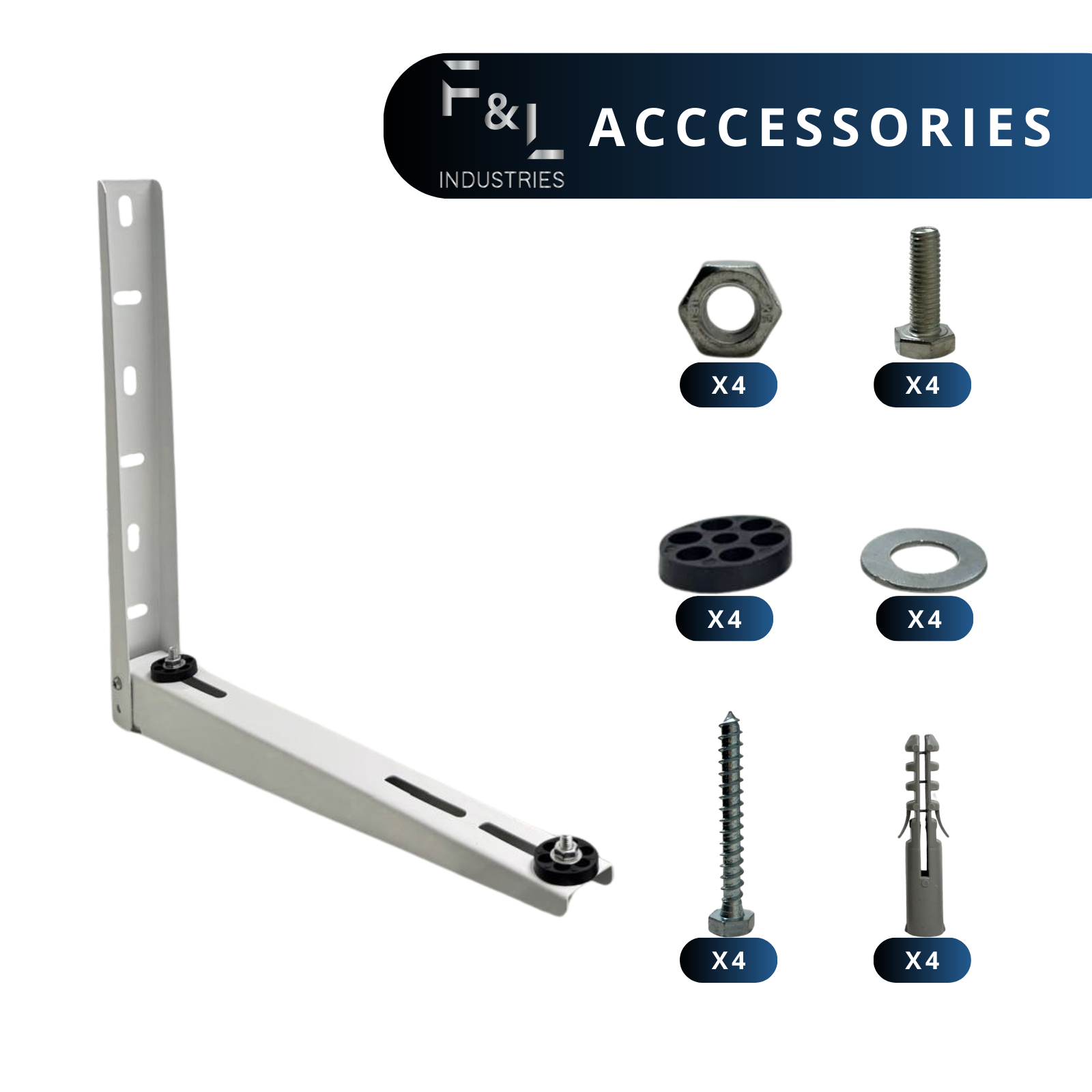 F&L Mini Split Wall Mount Bracket, Heavy Duty Outdoor AC Mount for Ductless Air Conditioner & Heat Pump, Galvanized Steel, Rust Resistant,