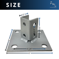 F&L Strut Post Base 1-5/8” Single Channel – 6x6 Inch Galvanized Steel Fence Post Support Bracket with 4 Mounting Holes for Framing & Construction