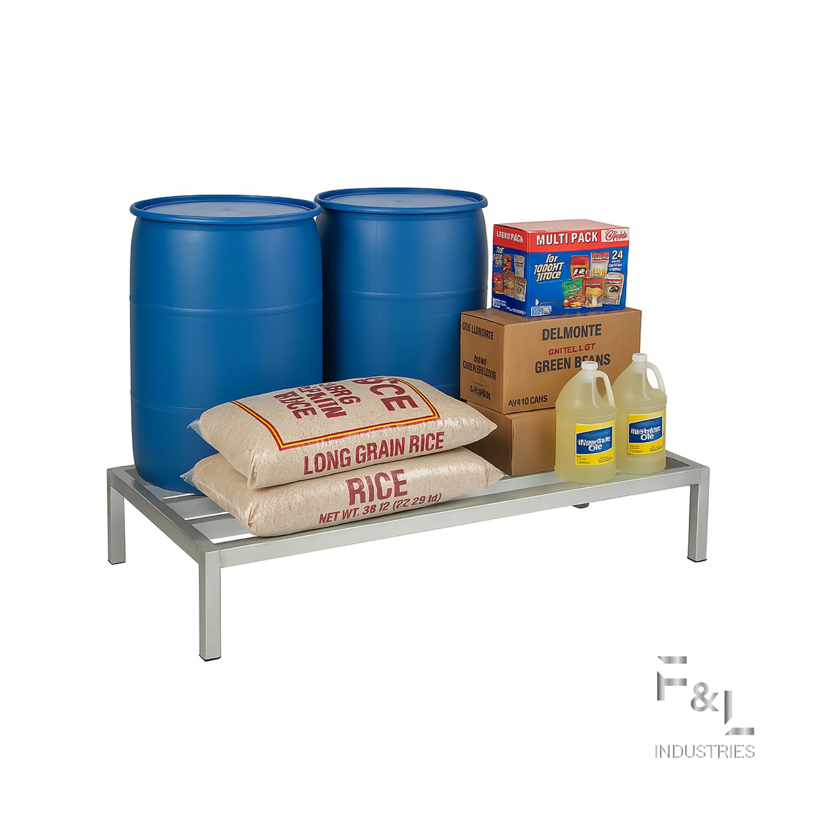 F&L Heavy-Duty Aluminum Dunnage Rack – 1850 lb Capacity, All-Welded Aluminum Storage Platform Designed for Warehouses, Restaurants, Retail Backrooms, and Industrial Use