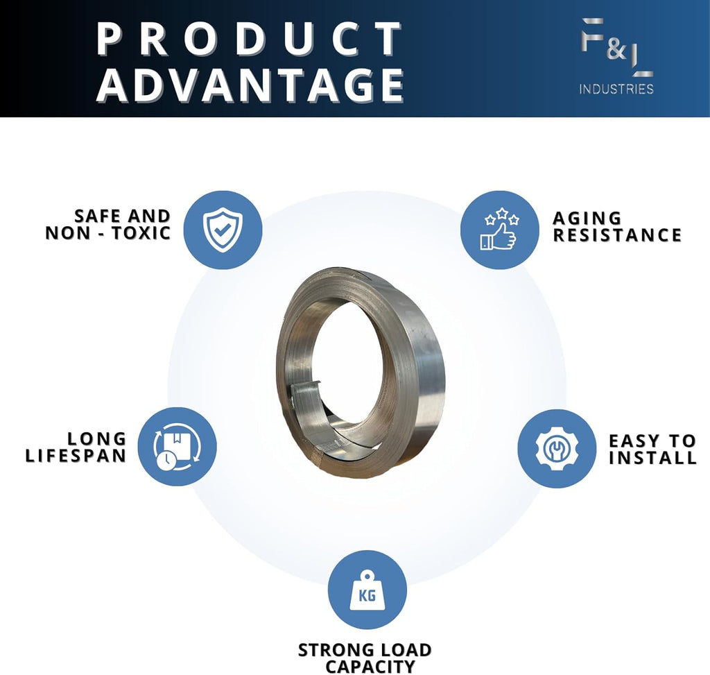 F&L Heavy-Duty Metal Hang Strap - Gauge Galvanized Steel Strap, Duct Strap, Pipe Strap – Durable & Flexible for HVAC, Construction, Plumbing & Electrical Use