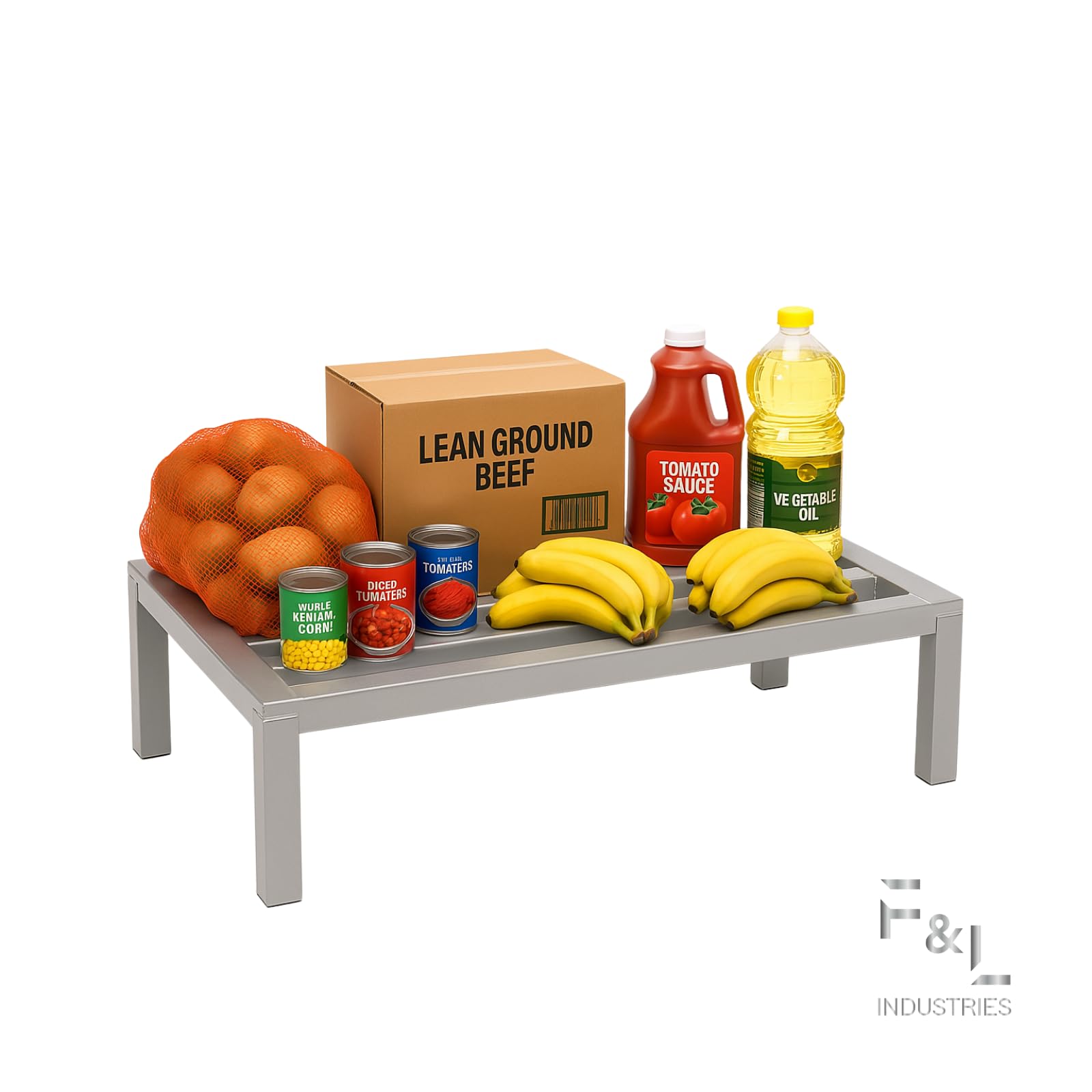 F&L Heavy-Duty Aluminum Dunnage Rack – 1850 lb Capacity, All-Welded Aluminum Storage Platform Designed for Warehouses, Restaurants, Retail Backrooms, and Industrial Use