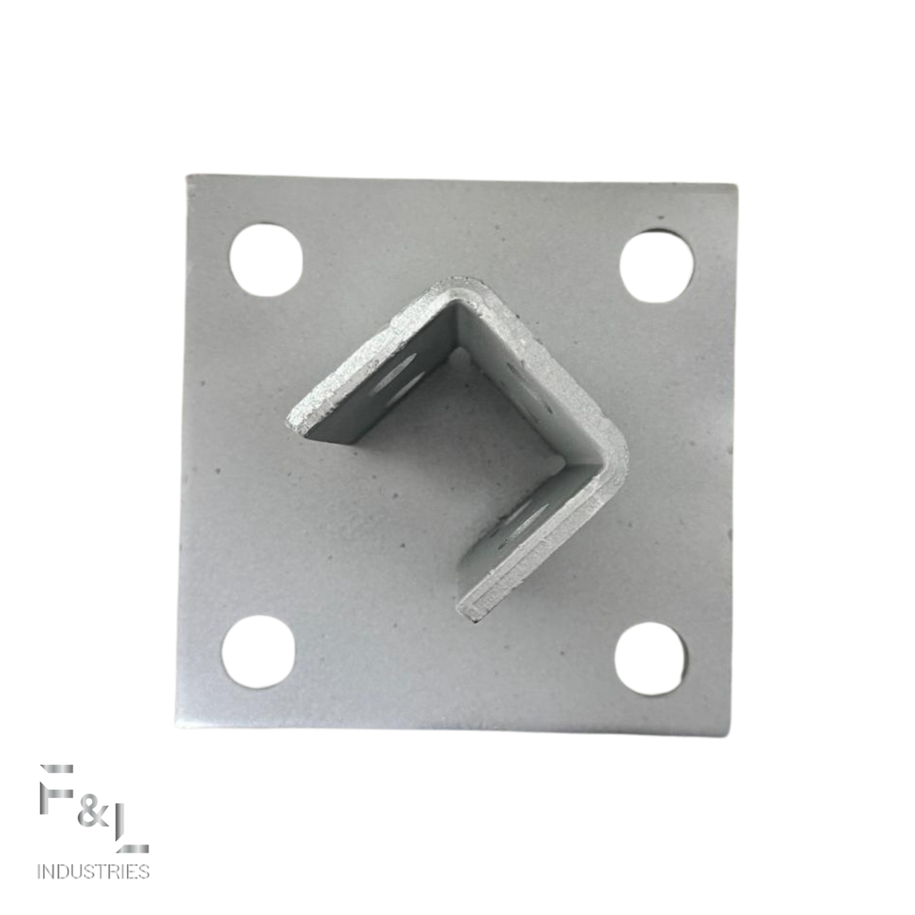 F&L Strut Post Base 1-5/8” Single Channel – 6x6 Inch Galvanized Steel Fence Post Support Bracket with 4 Mounting Holes for Framing & Construction