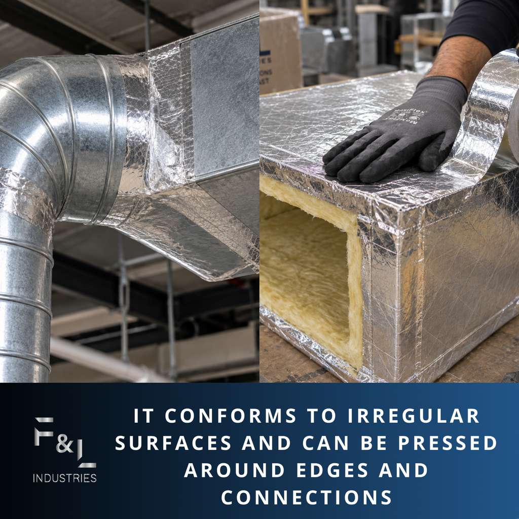 F&L Aluminum FSK Foil Tape (Foil-Scrim-Kraft), Yards, Heat Resistant HVAC Duct & Insulation Tape for Sealing, Repair, Air Ducts and Metal Surfaces