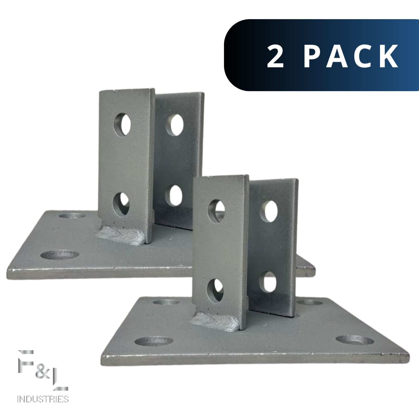 F&L Strut Post Base 1-5/8” Single Channel – 6x6 Inch Galvanized Steel Fence Post Support Bracket with 4 Mounting Holes for Framing & Construction
