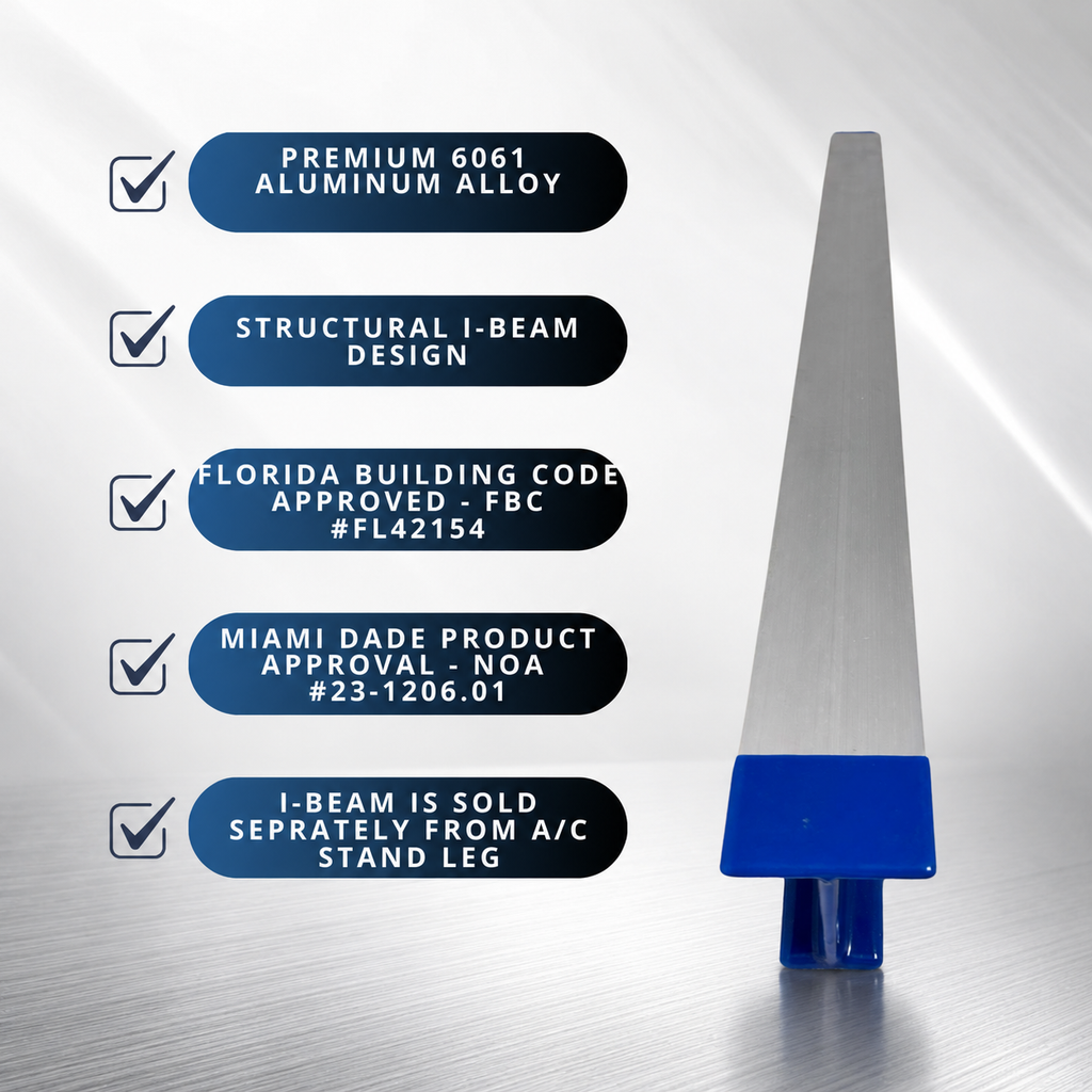 F&L Aluminum I-Beam – 6061 Alloy, Structural Support Rail for A/C Stand Legs